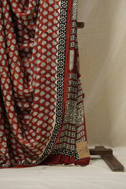 Maroon Print HBP Modal Silk Saree - SRMPMSS573