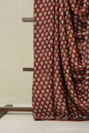 Maroon Print HBP Modal Silk Saree - SRMPMSS573