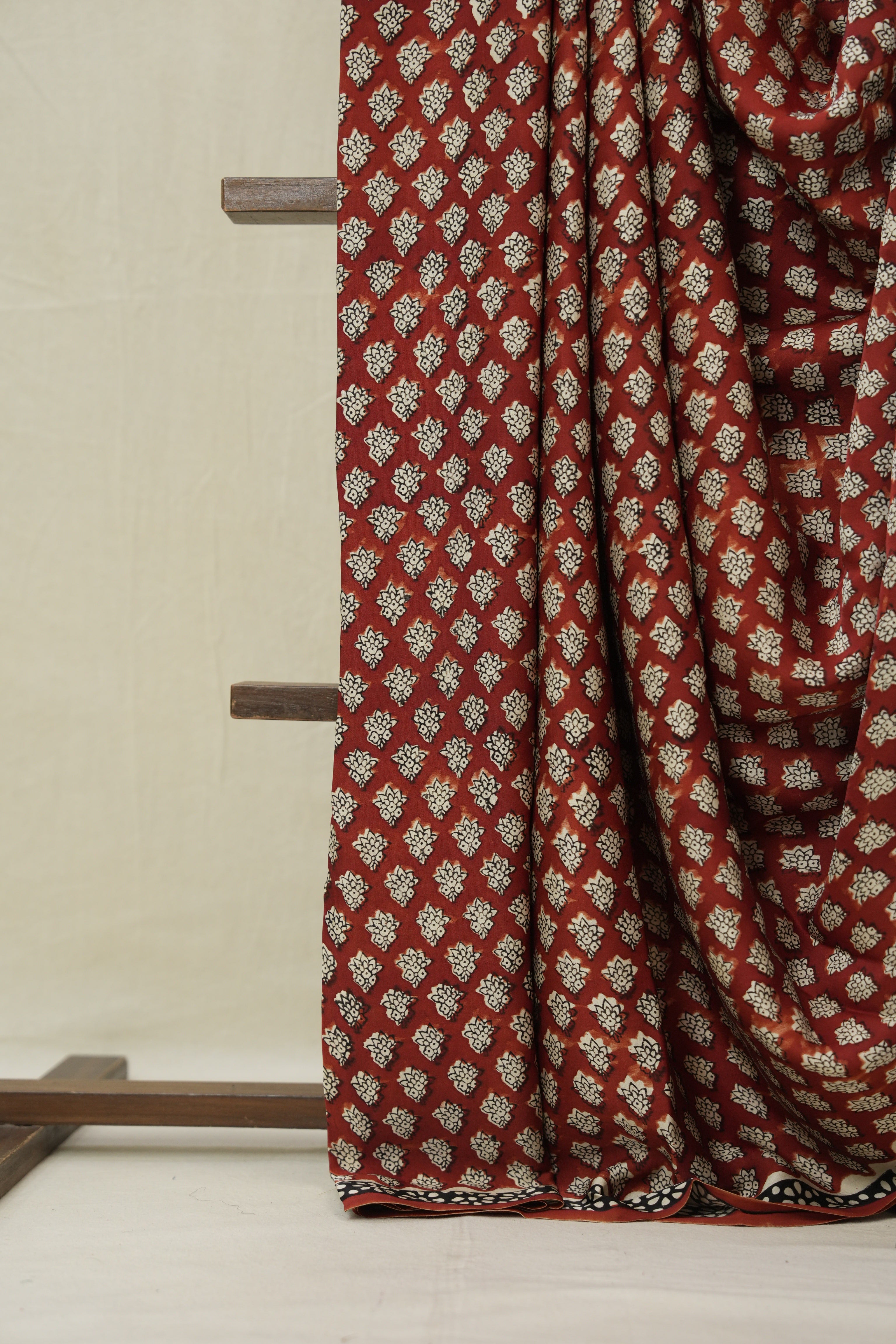 Maroon Print HBP Modal Silk Saree - SRMPMSS573