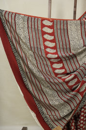 Maroon Print HBP Modal Silk Saree - SRMPMSS573