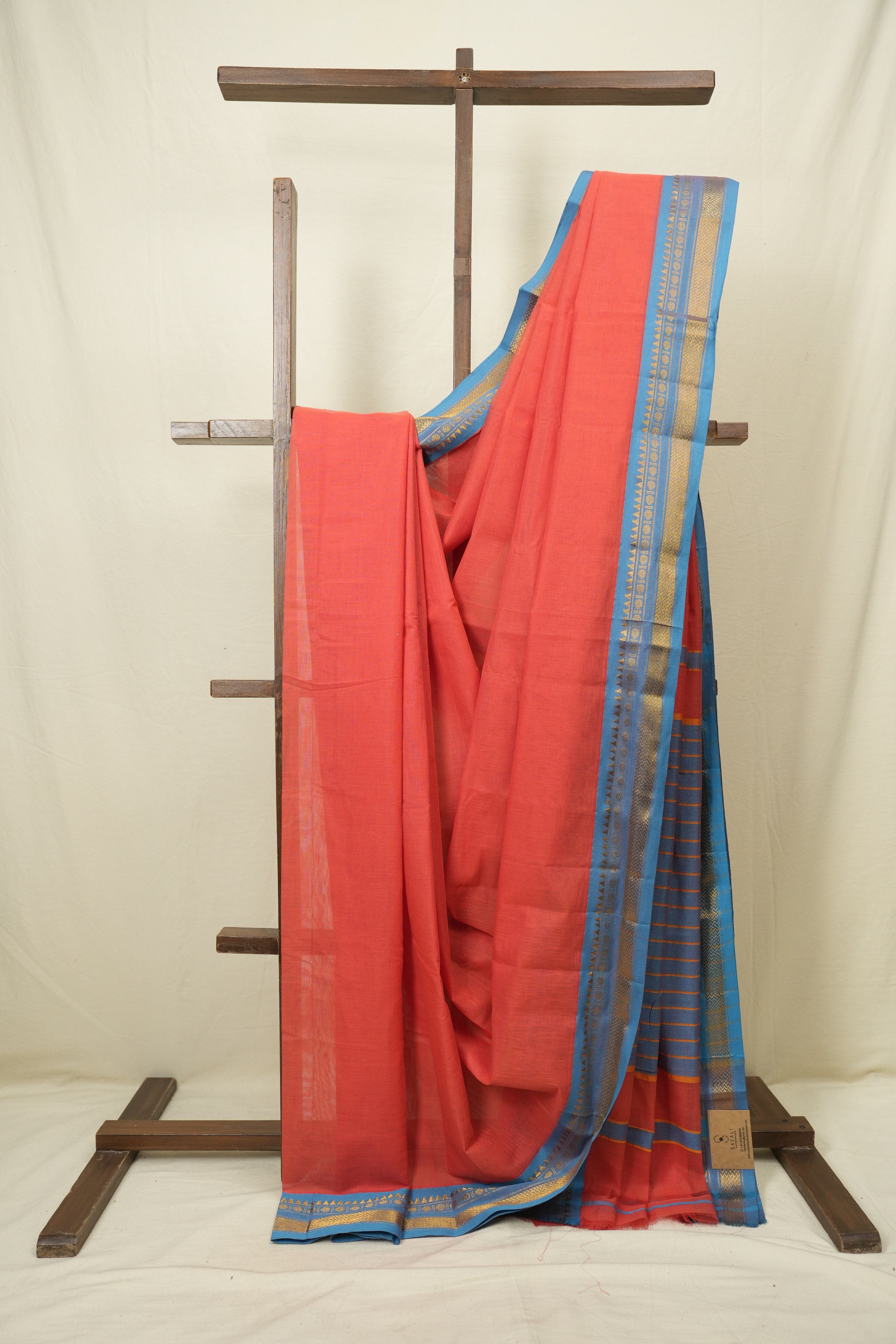 Peach Narayan Peth Cotton Saree - SRPNPCS82