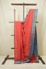 Peach Narayan Peth Cotton Saree - SRPNPCS82