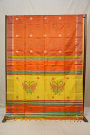 Mustard Orange Mulberry Silk Saree - SRMOMSS03