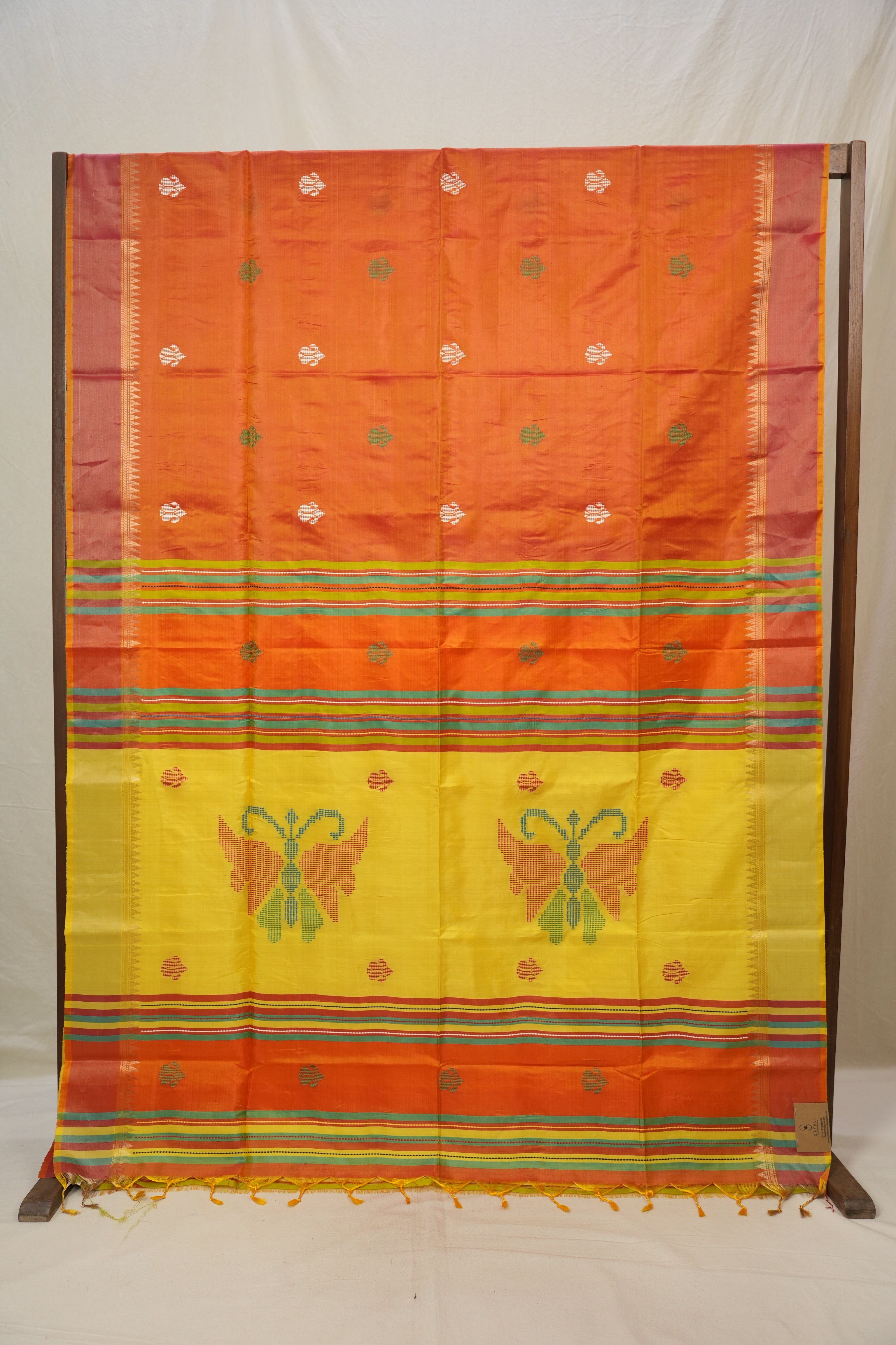 Mustard Orange Mulberry Silk Saree - SRMOMSS03