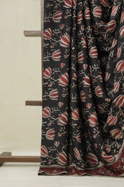 Black Floral Print HBP Modal Silk Saree - SRBFMSS571