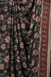 Black Floral Print HBP Modal Silk Saree - SRBFMSS571
