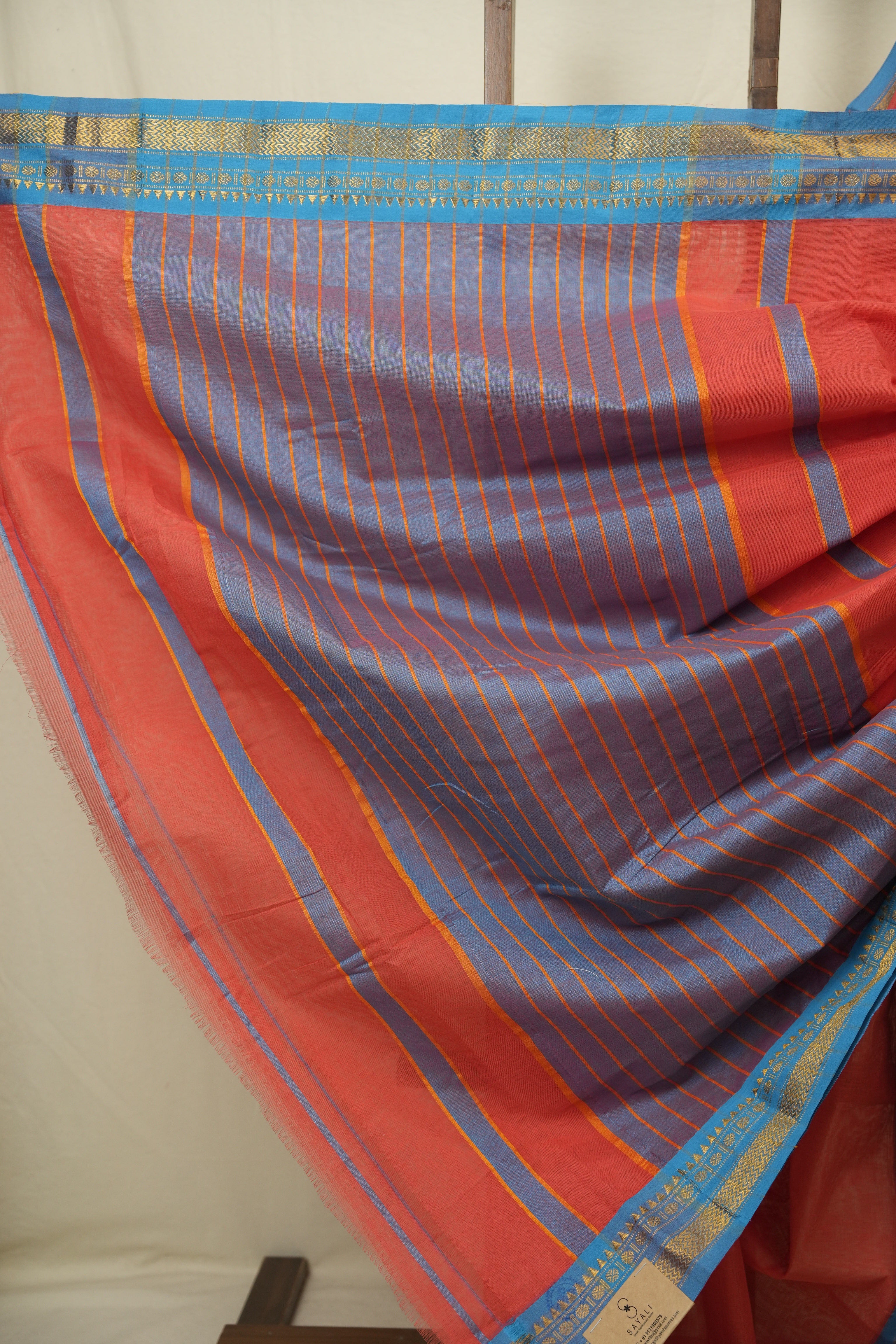 Peach Narayan Peth Cotton Saree - SRPNPCS82