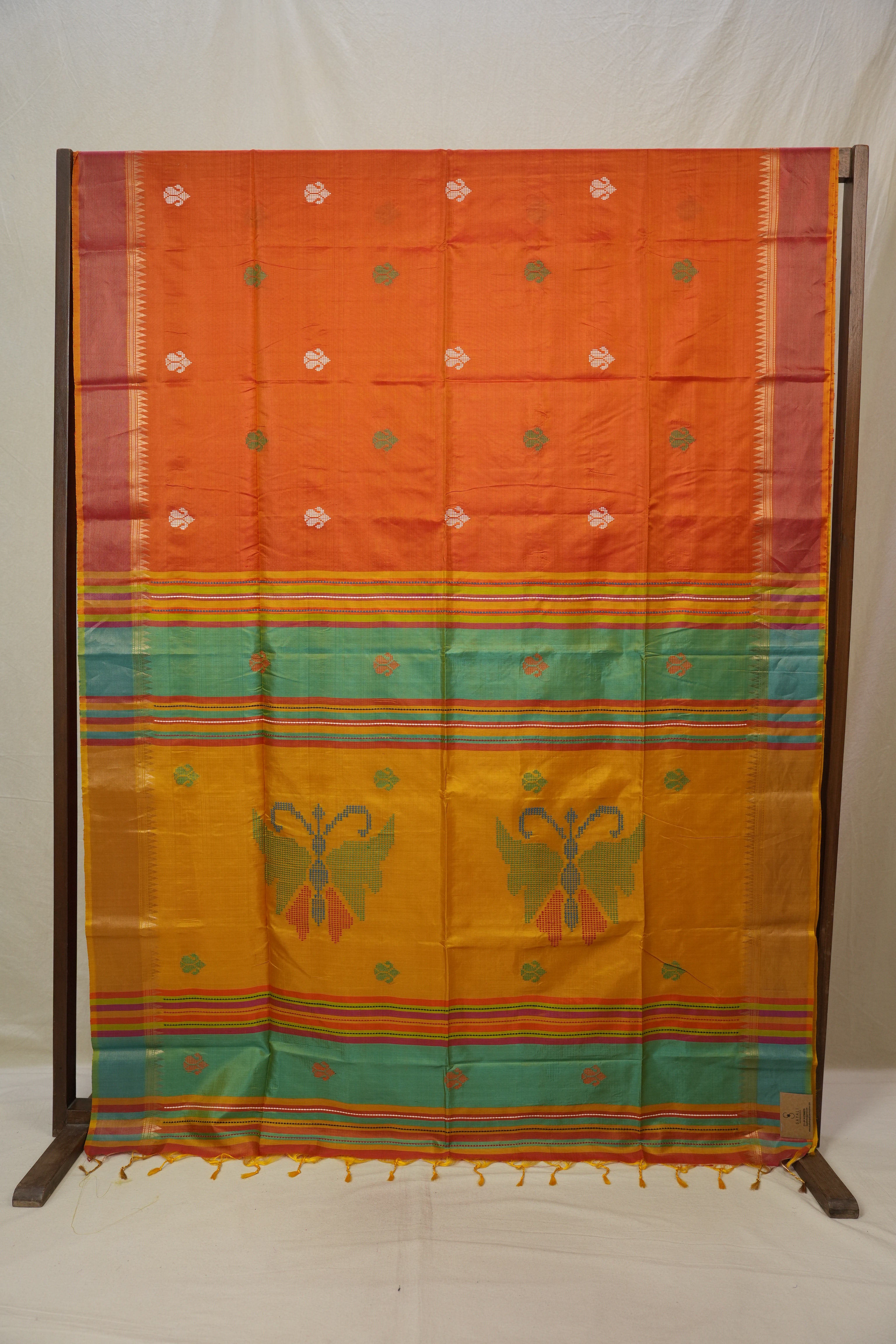 Two Tone Orange Mulberry Silk Saree - SRTTOMSS02