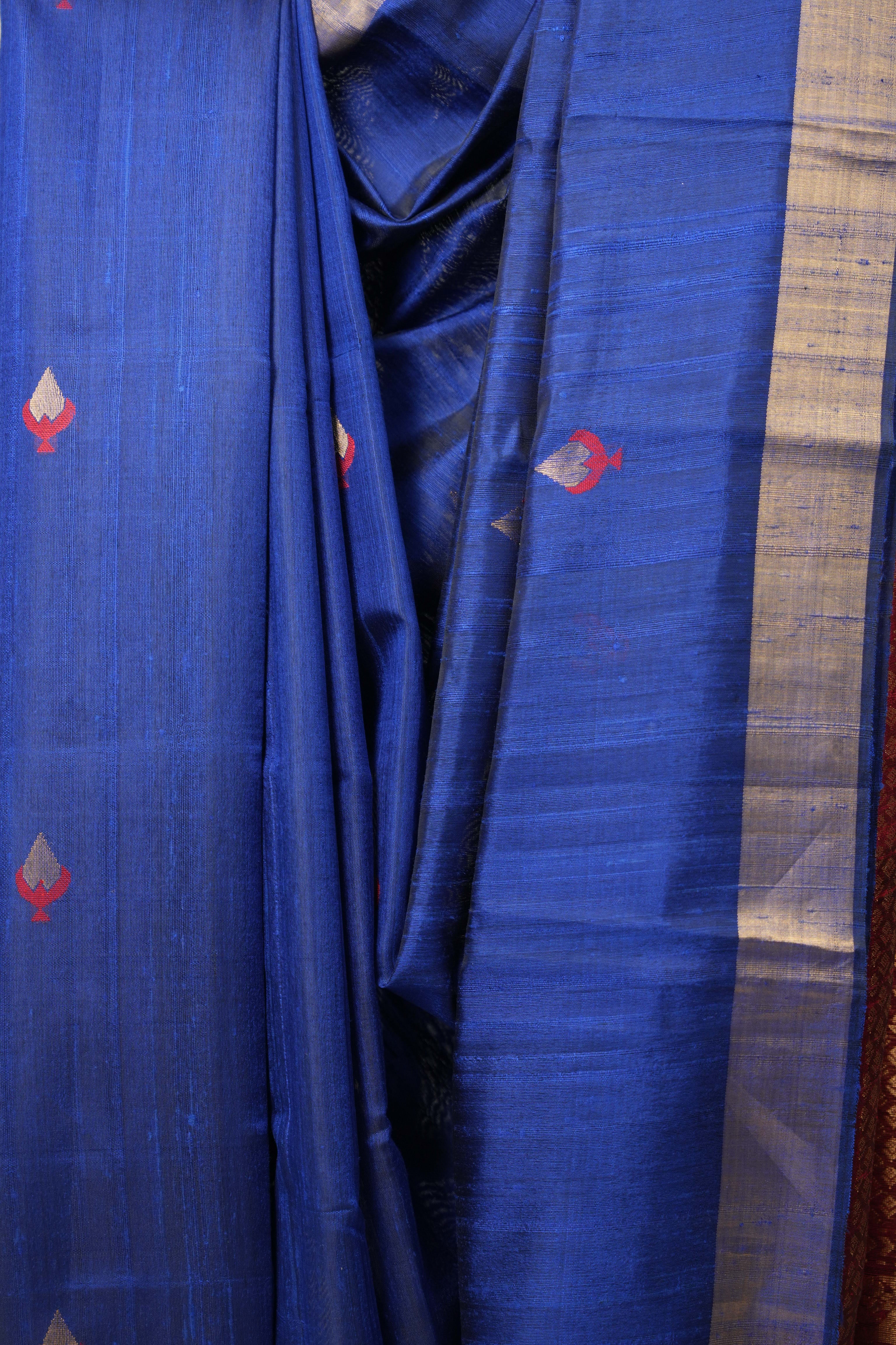 Blue Raw Silk Saree - SRBRSS826