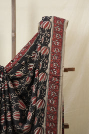 Black Floral Print HBP Modal Silk Saree - SRBFMSS571