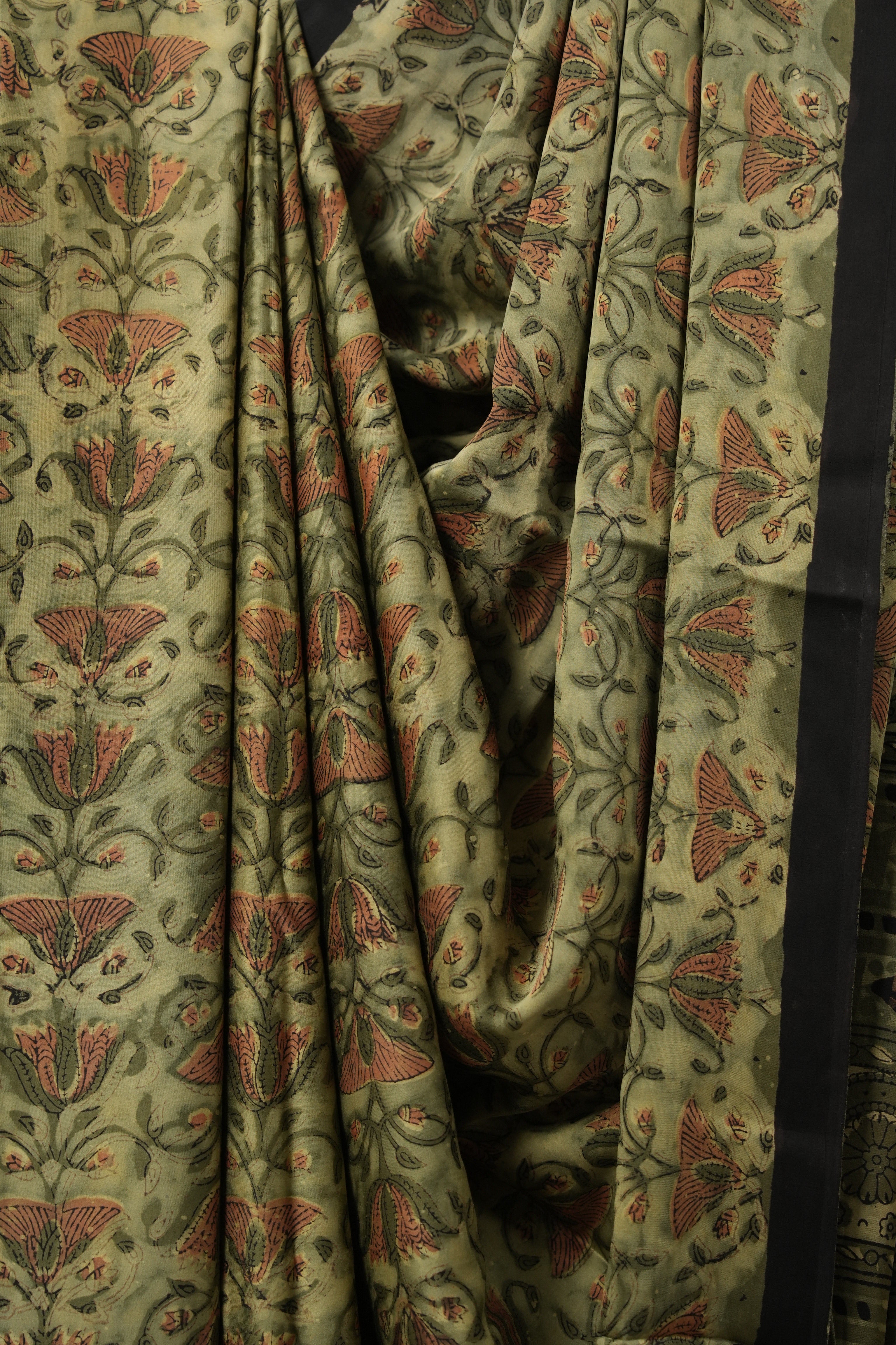 Green Cream HBP Modal Silk Saree - SRGCMSS498