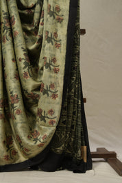 Cream Olive HBP Modal Silk Saree - SRCOMSS499