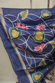 Peach Cream Batik Printed Tussar Silk Saree - SRPCPTSS046