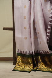 Light Lilac Gadwal Silk Saree - SRLLGSS658