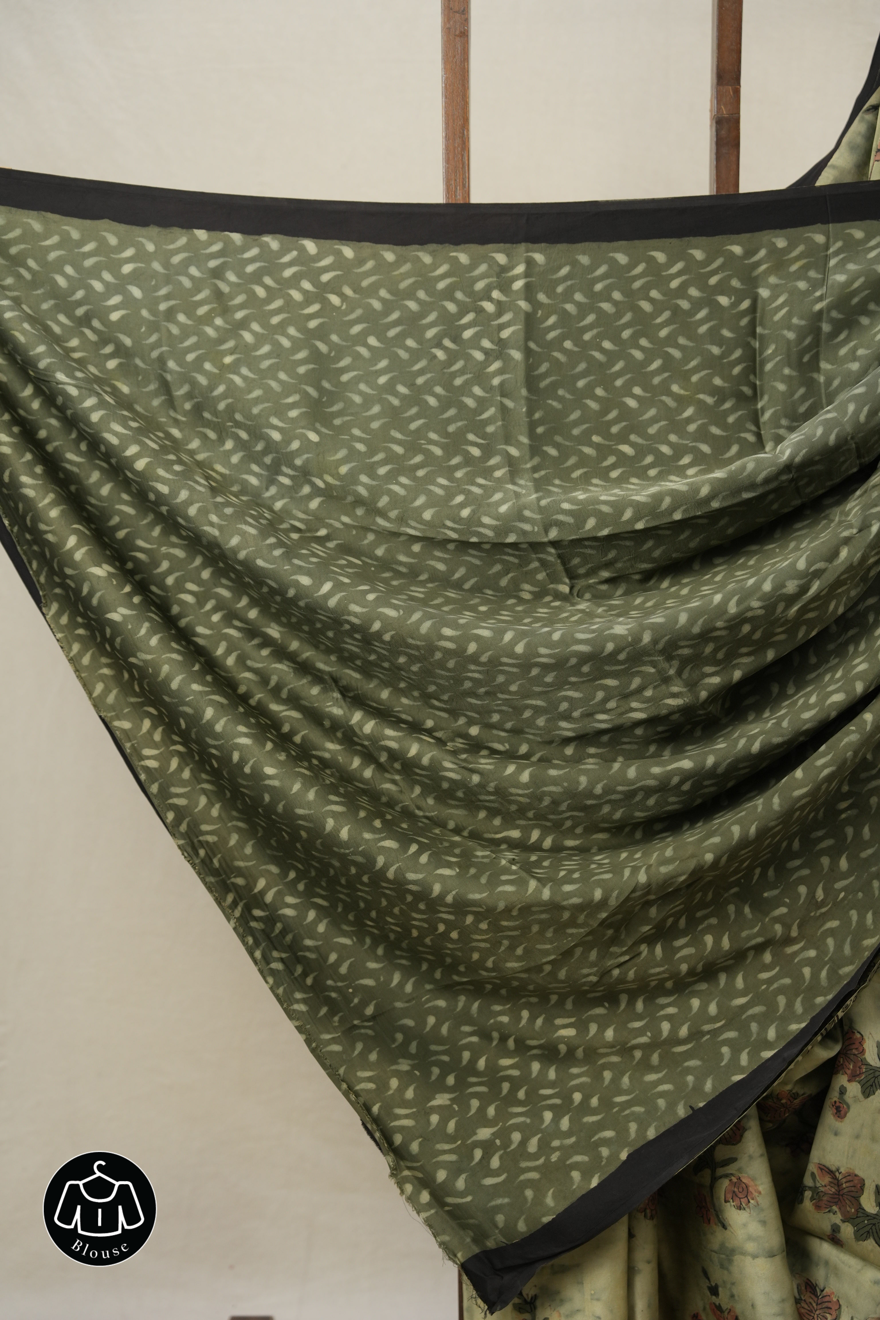 Cream Olive HBP Modal Silk Saree - SRCOMSS499
