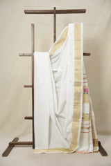 White Cotton Paithani Saree - SRWCPS672