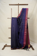 Navy Blue Raw Silk Saree - SRNBRSS880