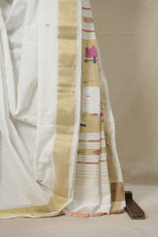 White Cotton Paithani Saree - SRWCPS672