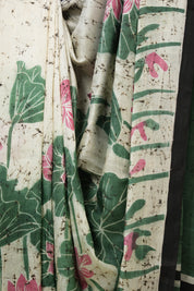 Cream Batik Printed Tussar Silk Saree - SRCPTSS045