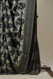 Cream Grey HBP Modal Silk Saree - SRCGMSS505