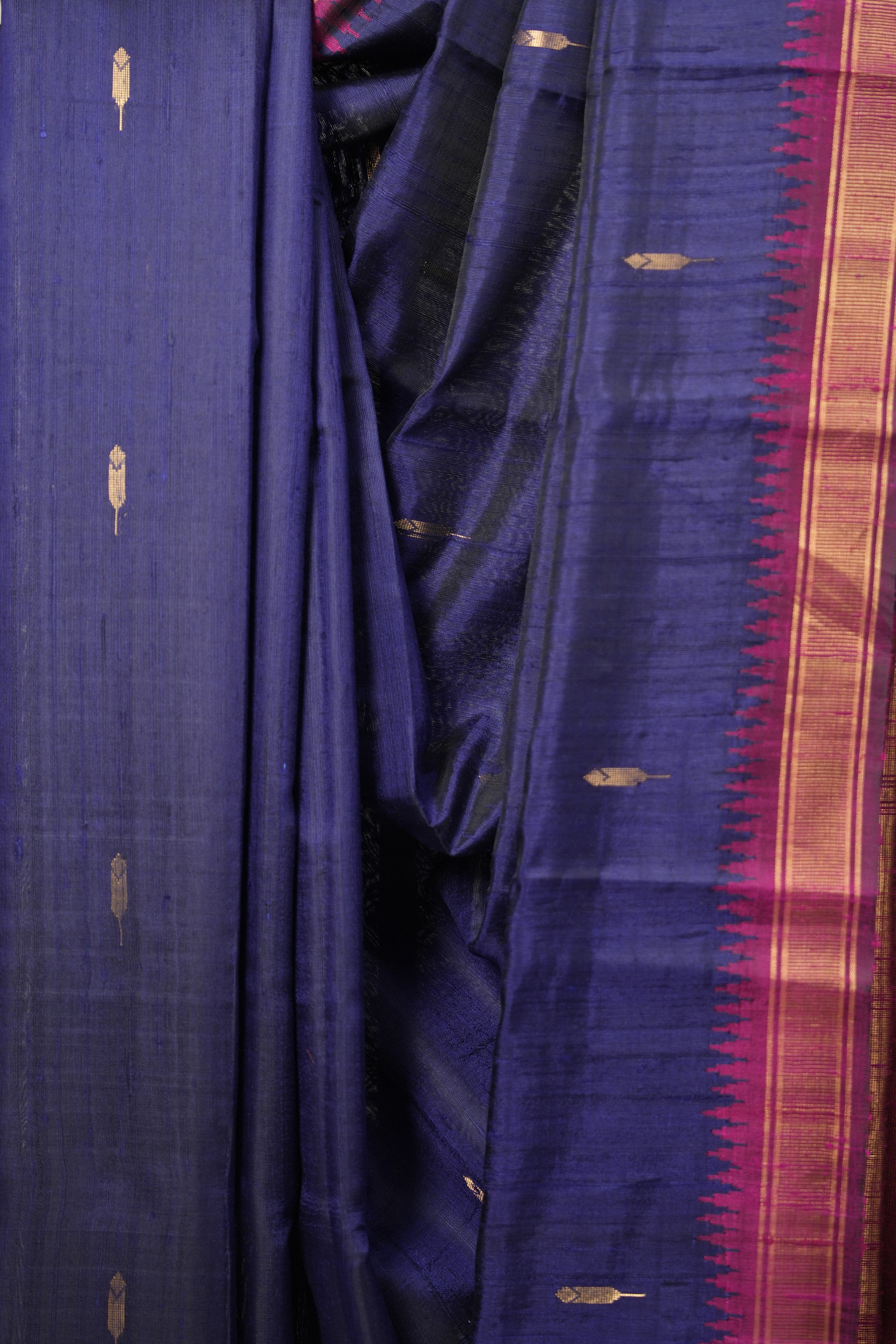 Navy Blue Raw Silk Saree - SRNBRSS880