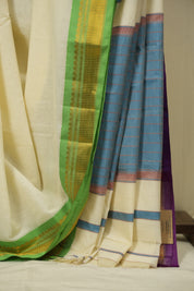 Off White Narayan Peth Cotton Saree - SROWNPCS73