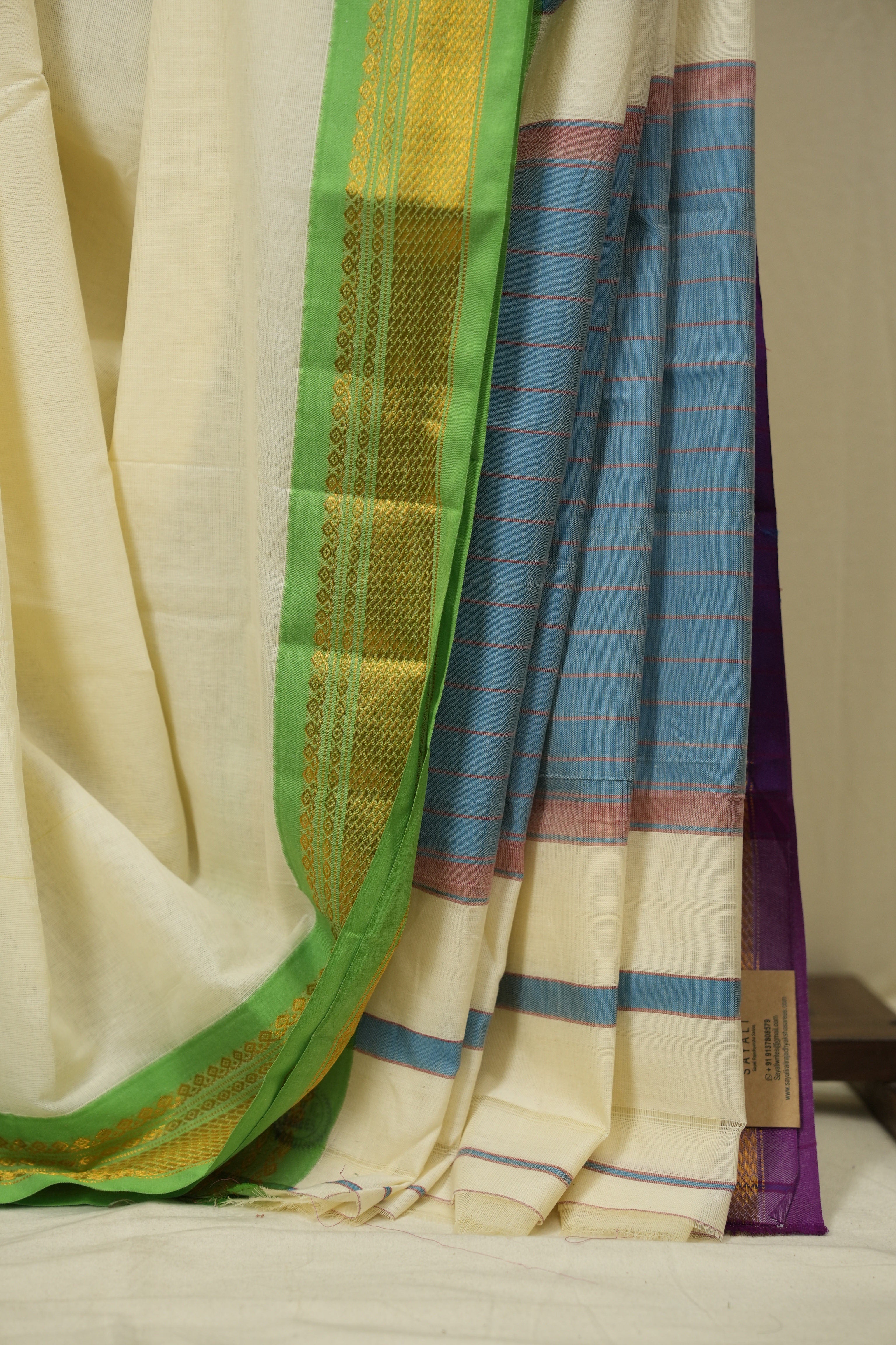 Off White Narayan Peth Cotton Saree - SROWNPCS73