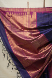 Navy Blue Raw Silk Saree - SRNBRSS880