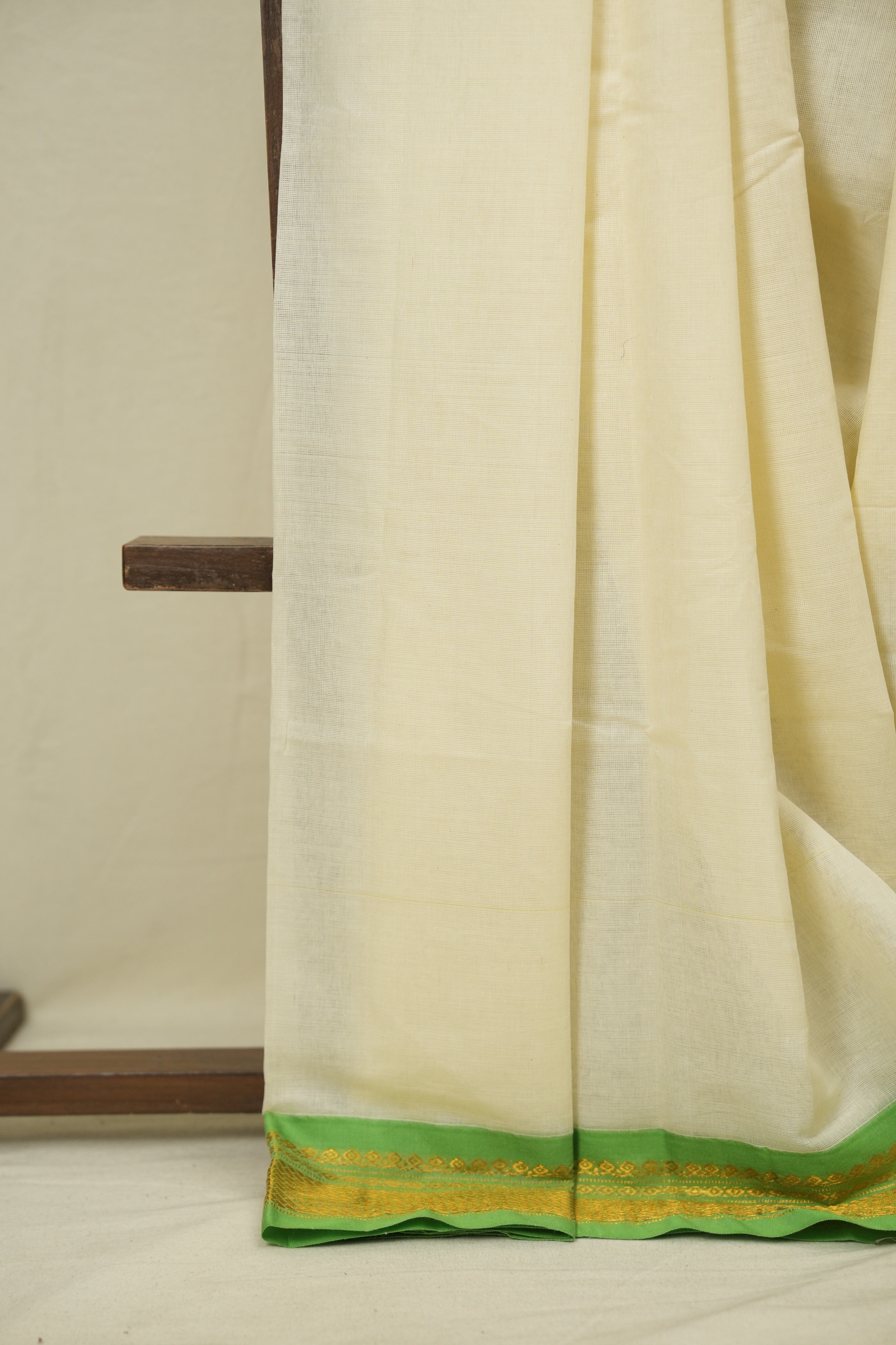 Off White Narayan Peth Cotton Saree - SROWNPCS73