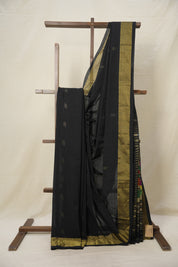 Black Cotton Paithani Saree - SRBCPS671