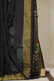 Black Cotton Paithani Saree - SRBCPS671