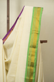 Off White Narayan Peth Cotton Saree - SROWNPCS73
