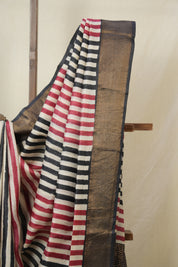 Cream Red Black HBP Tussar Silk Saree - SRCRBHTSS749