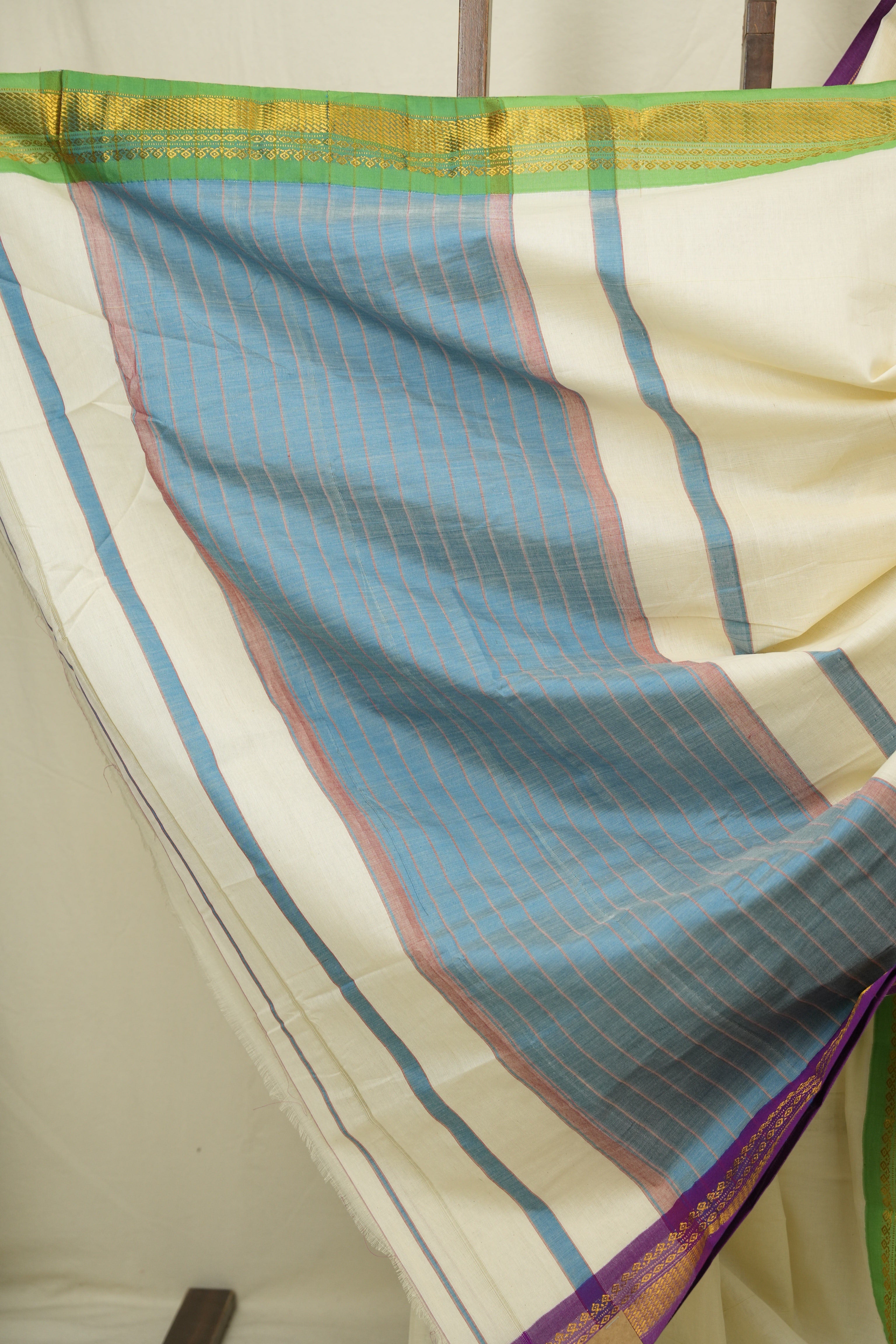 Off White Narayan Peth Cotton Saree - SROWNPCS73