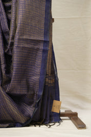 Navy Blue Raw Silk Saree - SRNBRSS888