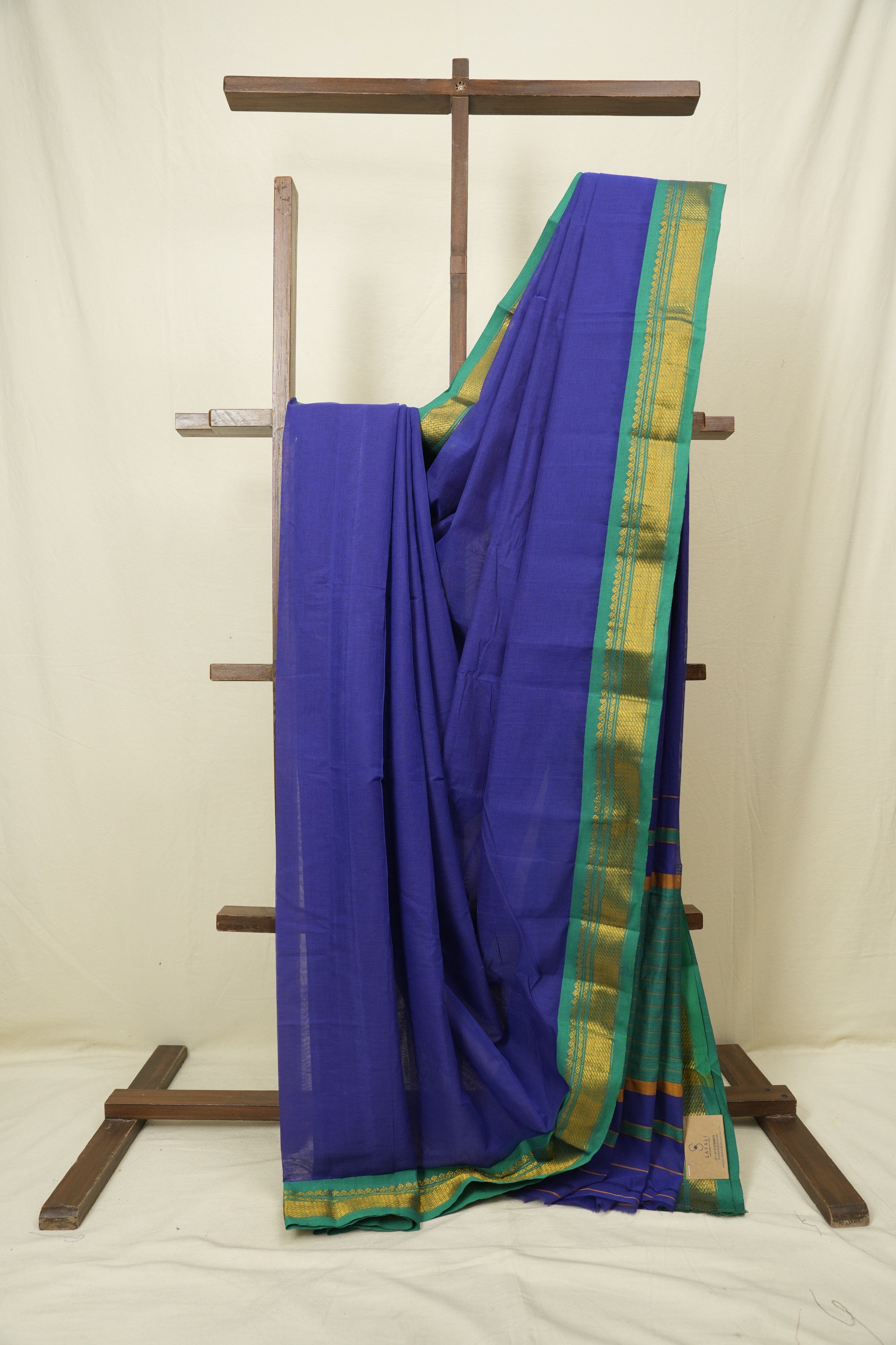 Navy Blue Narayan Peth Cotton Saree - SRNBNPCS86