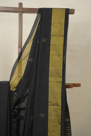 Black Cotton Paithani Saree - SRBCPS671