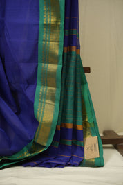 Navy Blue Narayan Peth Cotton Saree - SRNBNPCS86