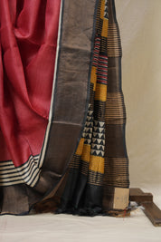 Red HBP Tussar Silk Saree - SRRHTSS750