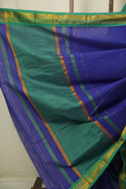 Navy Blue Narayan Peth Cotton Saree - SRNBNPCS86