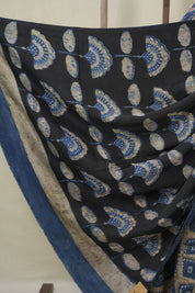 Navy Blue HBP Modal Silk Saree - SRNBMSS564