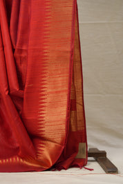 Red Raw Silk Saree - SRRRSS873