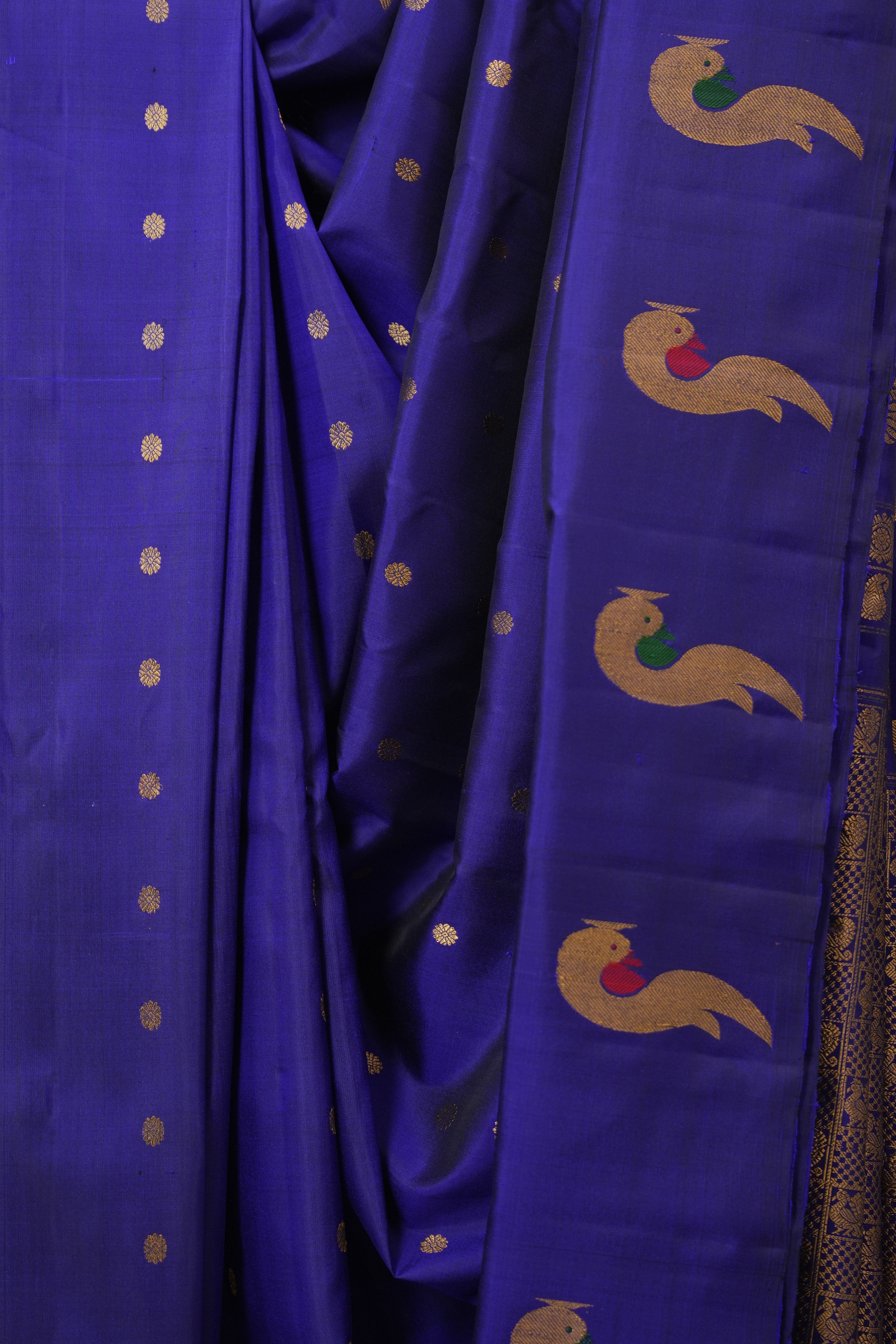 Blue Gadwal Silk Saree - SRBGSS628