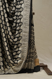 Black HBP Modal Silk Saree - SRBMSS491
