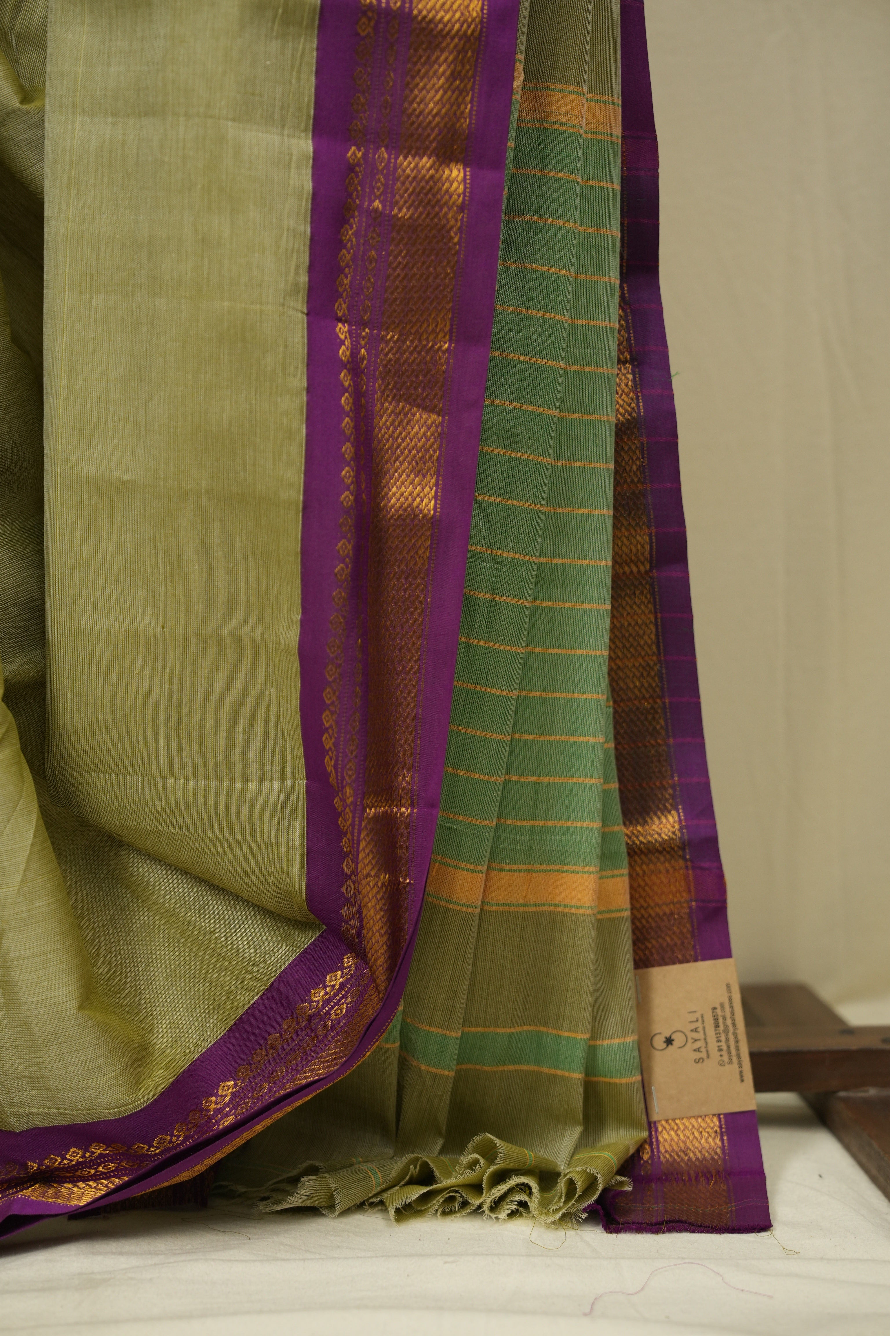 Sage Green Narayan Peth Cotton Saree - SRSGNPCS79