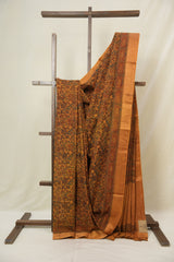 Orange HBP Mangalgiri Cotton Saree - SROHMCS017