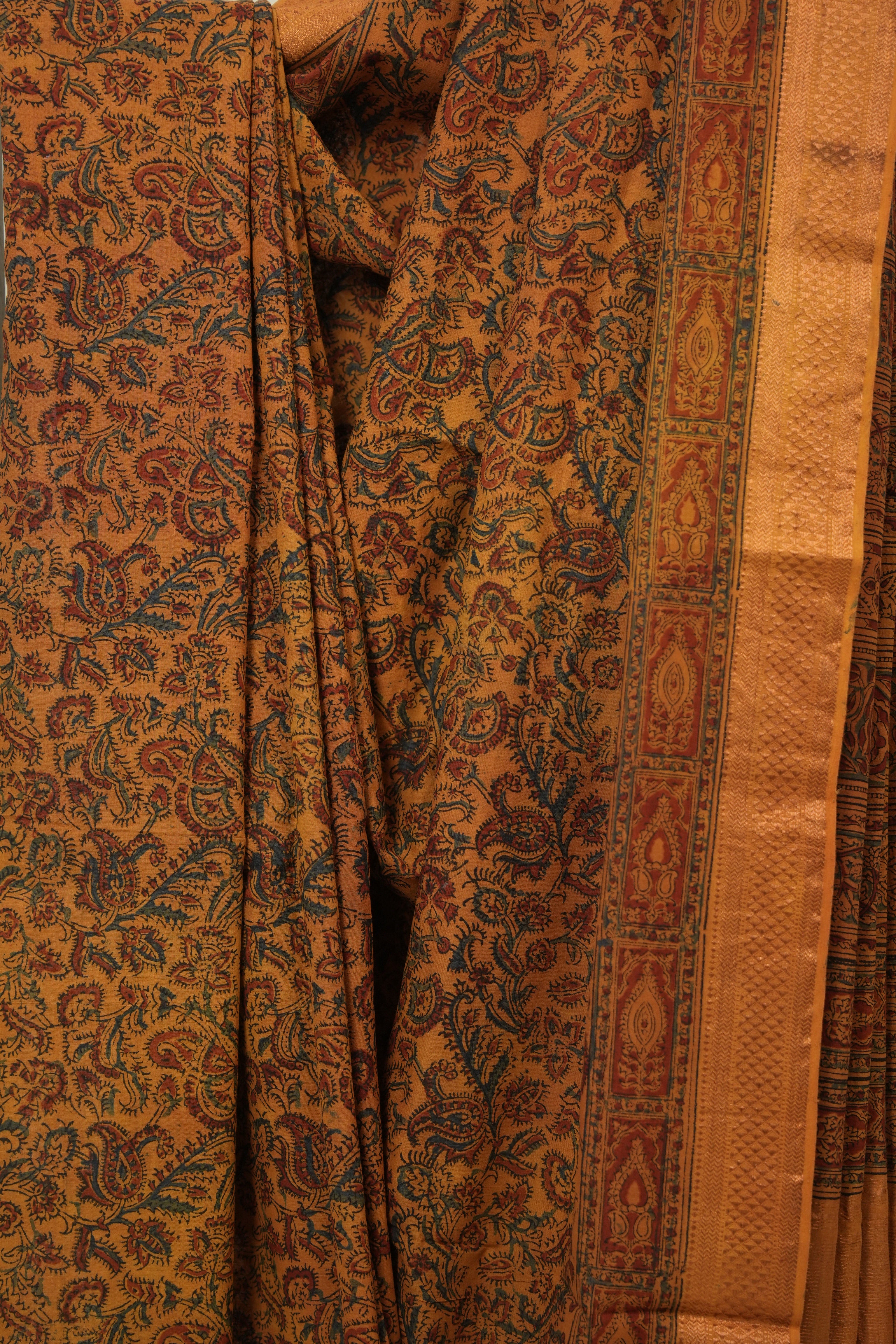 Orange HBP Mangalgiri Cotton Saree - SROHMCS017