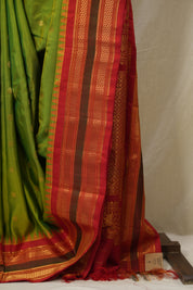 Two Tone Green Gadwal Silk Saree - SRTTGGSS622