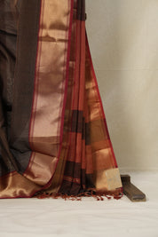 Brown Maheshwari Tissue Saree - SRBMTS610