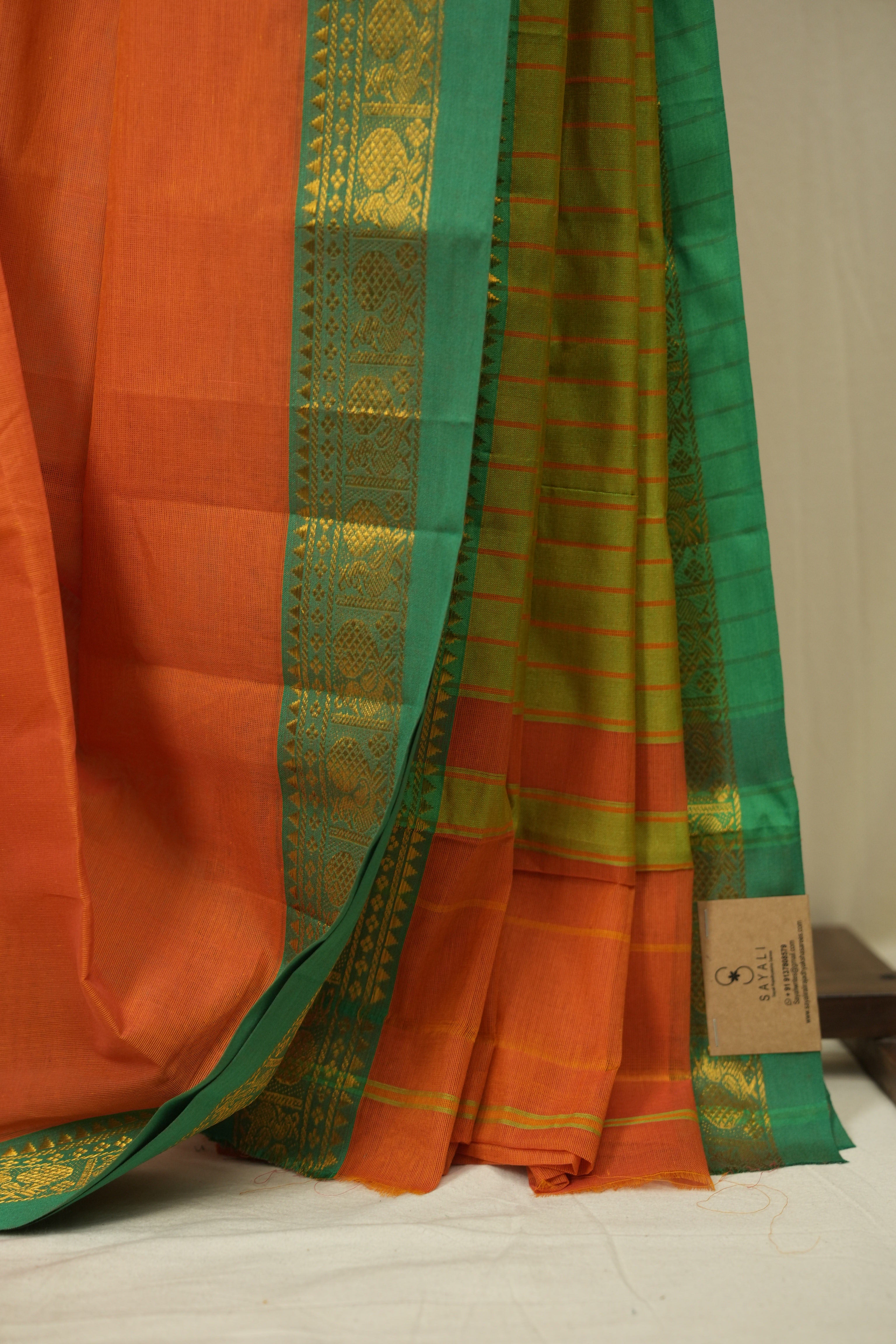 Orange Narayan Peth Cotton Saree - SRONPCS78